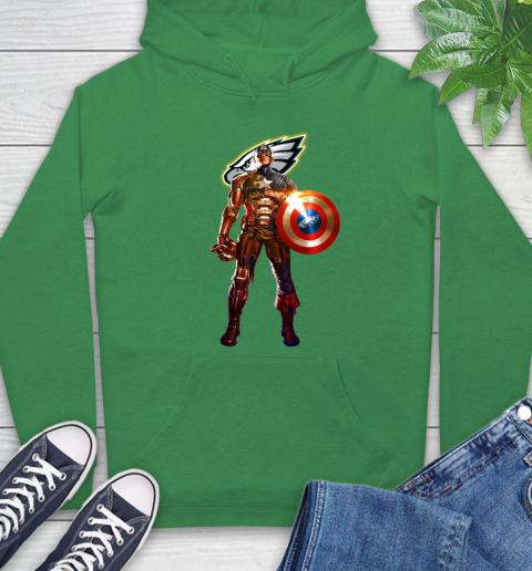 NFL Captain America Marvel Avengers Endgame Football Sports Philadelphia Eagles Hoodie 8