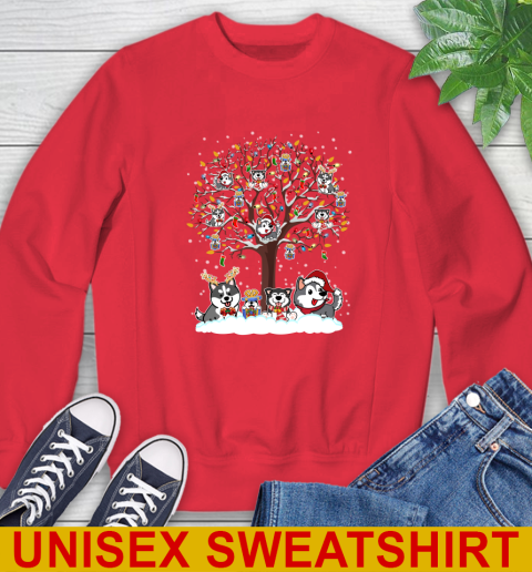 Husky dog pet lover light christmas tree shirt 36