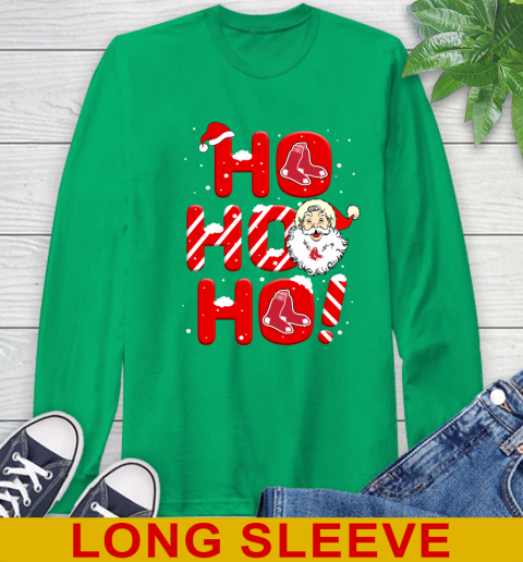 Boston Red Sox MLB Baseball Ho Ho Ho Santa Claus Merry Christmas Shirt Long Sleeve T-Shirt 8