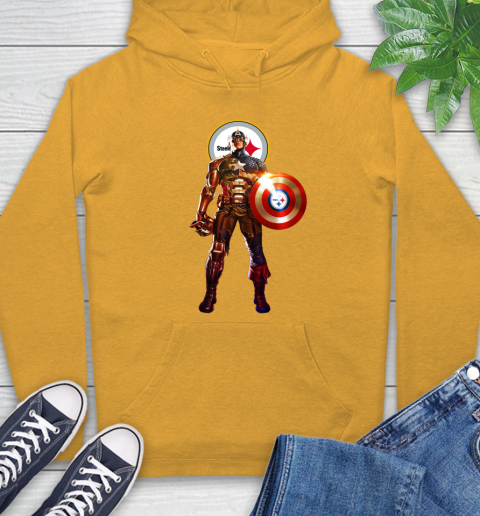 NFL Captain America Marvel Avengers Endgame Football Sports Pittsburgh Steelers Hoodie 3