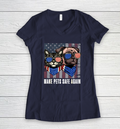 Make Pets Safe Again Trump Harris Debate Eating The Dogs Cat Women's V-Neck T-Shirt 7