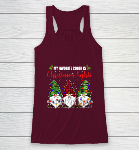 My Favorite Color Is Christmas Light Gnome Merry Christmas Racerback Tank 2
