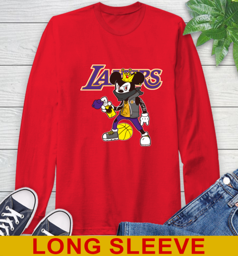 Los Angeles Lakers NBA Basketball Mickey Peace Sign Sports Long Sleeve T-Shirt 10