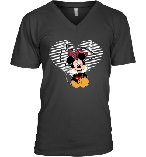 NFL Kansas City Chiefs The Heart Mickey Mouse Disney Football T Shirt ZqtGVuJxzVk v neck unisex 8 95 151514 front black