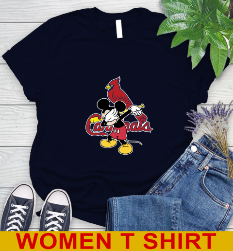 St.Louis Cardinals MLB Baseball Dabbing Mickey Disney Sports Women's T-Shirt 3
