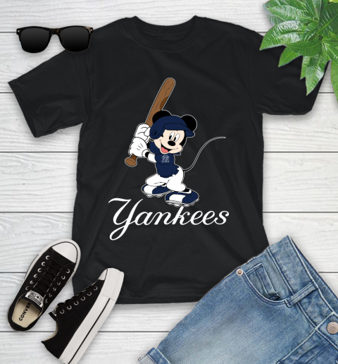 MLB Baseball New York Yankees Cheerful Mickey Mouse Shirt Youth T-Shirt