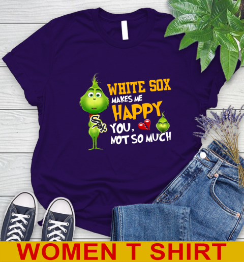 MLB Chicago White Sox Makes Me Happy You Not So Much Grinch Baseball Sports Women's T-Shirt 4
