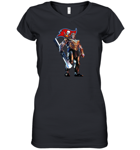 NFL Thanos Marvel Avengers Endgame Football Tampa Bay Buccaneers Women's V-Neck T-Shirt