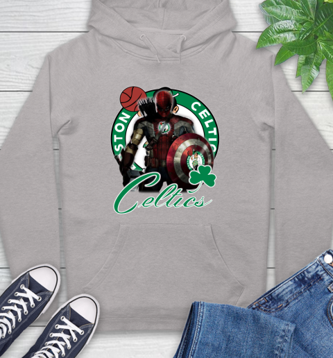 Boston Celtics NBA Basketball Captain America Thor Spider Man Hawkeye Avengers Hoodie 12