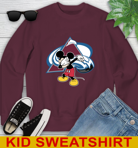 Colorado Avalanche NHL Hockey Dabbing Mickey Disney Sports Youth Sweatshirt 5