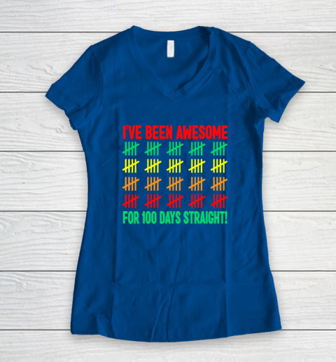 100 Days of School Shirt Kids 100th Day of School Women's V-Neck T-Shirt 5