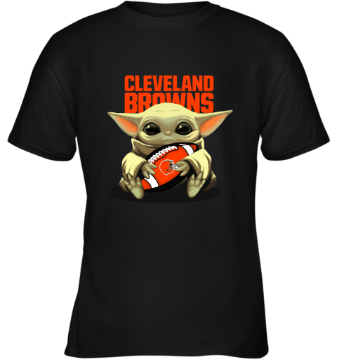 Baby Yoda Loves The Cleveland Browns Star Wars NFL Youth T-Shirt