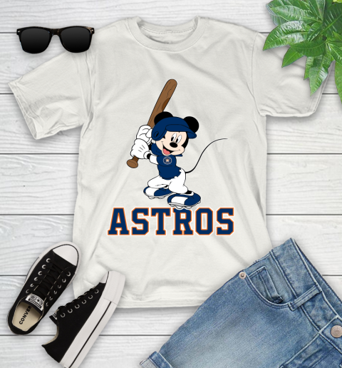 MLB Baseball Houston Astros Cheerful Mickey Mouse Shirt Youth T-Shirt 2
