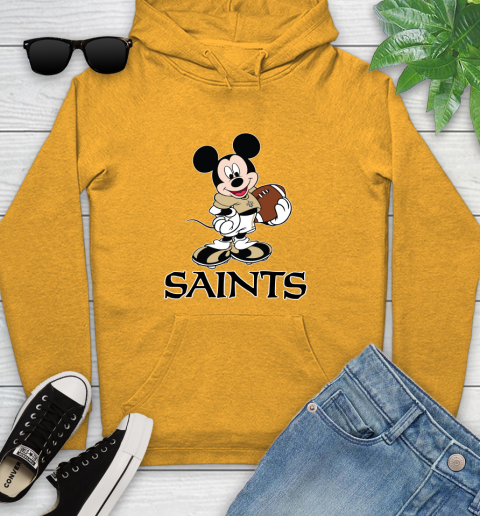 NFL Football New Orleans Saints Cheerful Mickey Mouse Shirt Youth Hoodie 3
