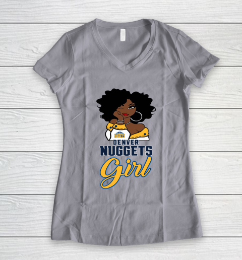Denver Nuggets Girl NBA Women's V-Neck T-Shirt 4