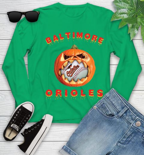 MLB Baltimore Orioles Halloween Pumpkin Baseball Sports Youth Long Sleeve 6