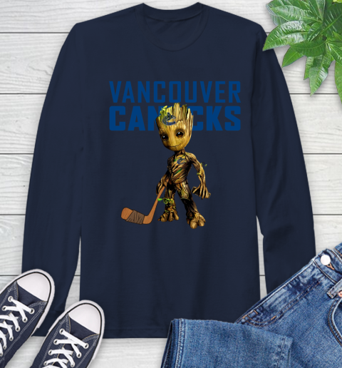 Vancouver Canucks NHL Hockey Groot Marvel Guardians Of The Galaxy Long Sleeve T-Shirt 4