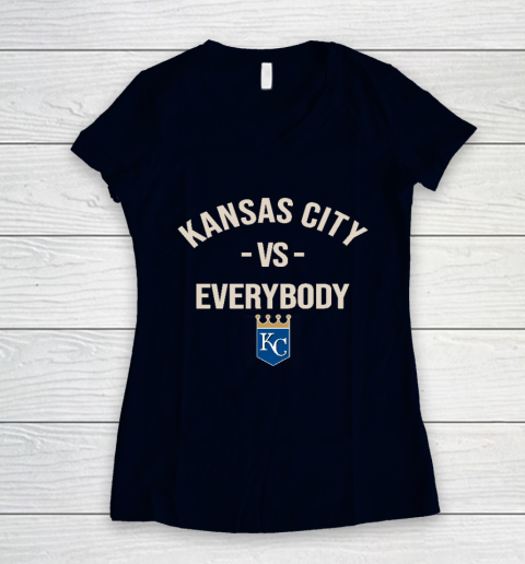 Kansas City Royals Vs Everybody Women's V-Neck T-Shirt 2