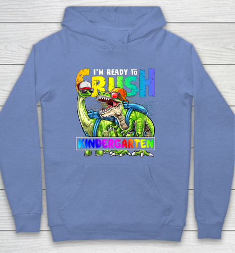 Next Level t shirts I m Ready To Crush Kindergarten T Rex Dino Holding Pencil Back To School Youth Hoodie 8