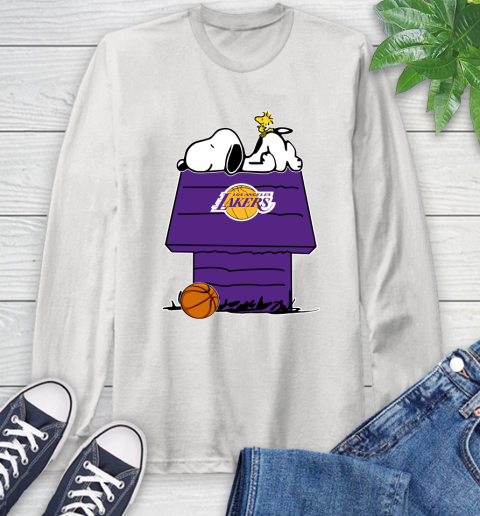 Los Angeles Lakers NBA Basketball Snoopy Woodstock The Peanuts Movie Long Sleeve T-Shirt