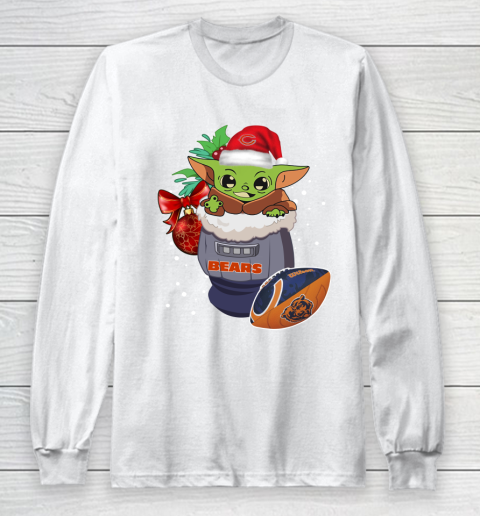 Chicago Bears Christmas Baby Yoda Star Wars Funny Happy NFL Long Sleeve T-Shirt 2