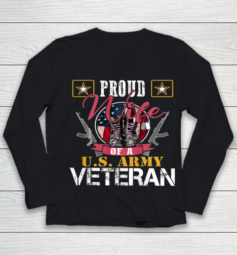 Veteran Shirt Vintage Proud Wife Of A U S Army Veteran Youth Long Sleeve