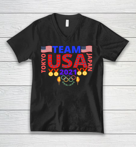 Team USA Japan Tokyo 2021 V-Neck T-Shirt