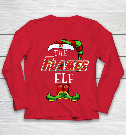 Calgary Flames Christmas ELF Funny NHL Youth Long Sleeve 8