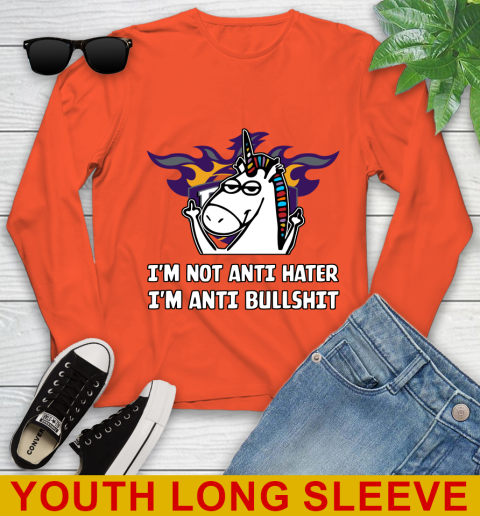 Phoenix Suns NBA Basketball Unicorn I'm Not Anti Hater I'm Anti Bullshit Youth Long Sleeve 4