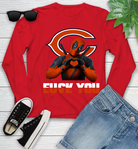 NHL Chicago Bears Deadpool Love You Fuck You Football Sports Youth Long Sleeve 11