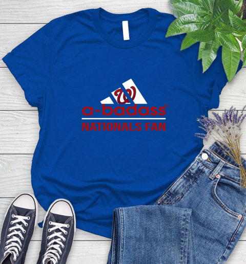 MLB A Badass Washington Nationals Fan Adidas Baseball Sports Women's T-Shirt 12