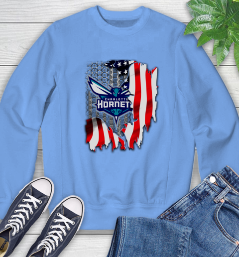 Charlotte Hornets NBA Basketball American Flag Sweatshirt 11