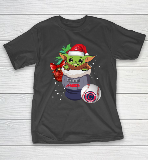 Cleveland Indians Christmas Baby Yoda Star Wars Funny Happy MLB T-Shirt 2