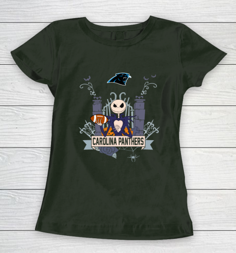 NFL Carolina Panthers Football Jack Skellington Halloween Women's T-Shirt 4