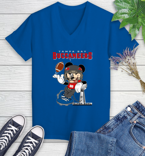 NFL Tampa Bay Buccaneers Mickey Mouse Disney Super Bowl Football T Shirt Women's V-Neck T-Shirt 10