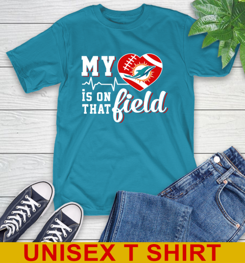 NFL My Heart Is On That Field Football Sports Miami Dolphins T-Shirt 9
