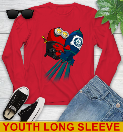 MLB Baseball Seattle Mariners Deadpool Minion Marvel Shirt Youth Long Sleeve 11