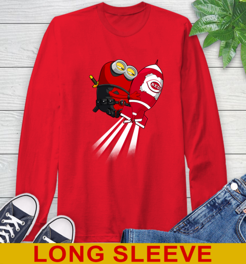 MLB Baseball Cincinnatim Reds Deadpool Minion Marvel Shirt Long Sleeve T-Shirt 12