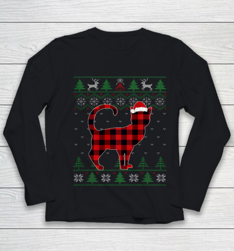 Plaid Cat Ugly Christmas Sweater Pajama Matching Family Gift Youth Long Sleeve