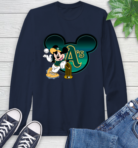 MLB Oakland Athletics The Commissioner's Trophy Mickey Mouse Disney Long Sleeve T-Shirt 4