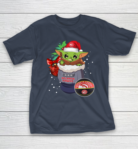 Atlanta Hawks Christmas Baby Yoda Star Wars Funny Happy NBA T-Shirt 5