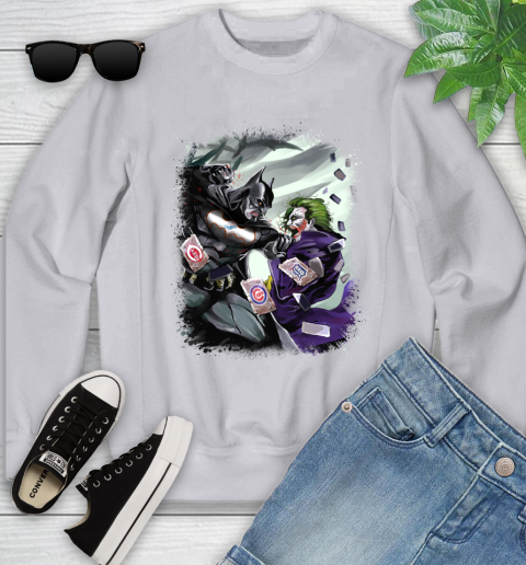 Los Angeles Dodgers MLB Baseball Batman Fighting Joker DC Comics Youth Sweatshirt - Image 5