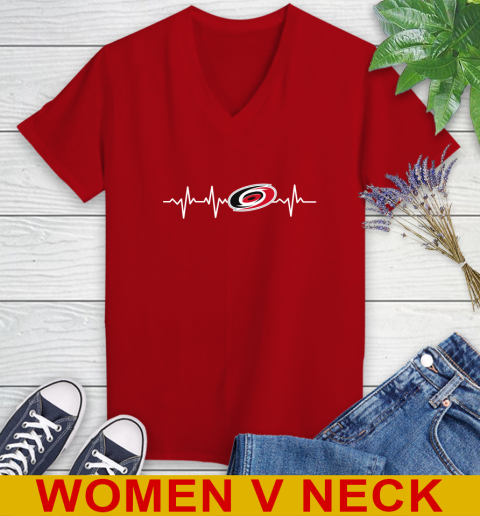 Carolina Hurricanes NHL Hockey Heart Beat Shirt Women's V-Neck T-Shirt 10