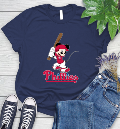 MLB Baseball Philadelphia Phillies Cheerful Mickey Mouse Shirt Women's T-Shirt 12