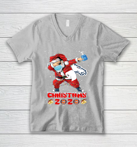 Denver Broncos Funny Santa Claus Dabbing Christmas 2020 NFL V-Neck T-Shirt 3