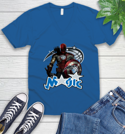 Philadelphia 76ers NBA Basketball Captain America Thor Spider Man Hawkeye Avengers V-Neck T-Shirt 6