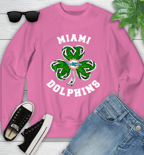 NFL Miami Dolphins Three Leaf Clover St Patrick's Day Football Sports Youth Sweatshirt 6