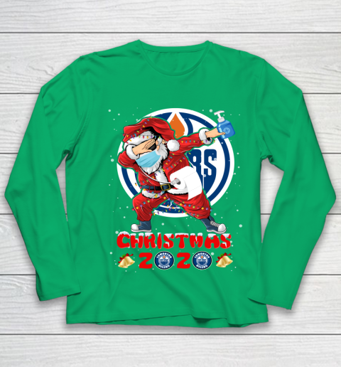 Edmonton Oilers Funny Santa Claus Dabbing Christmas 2020 NHL Youth Long Sleeve 4