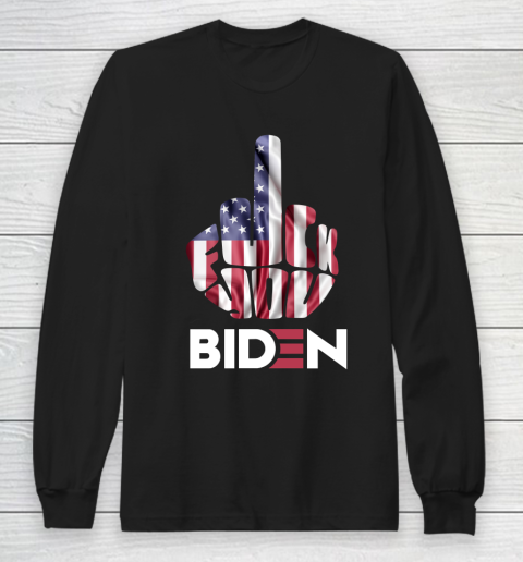 Fuck You Biden Middle Finger  Fuck Biden  Anti Biden Supporter Long Sleeve T-Shirt