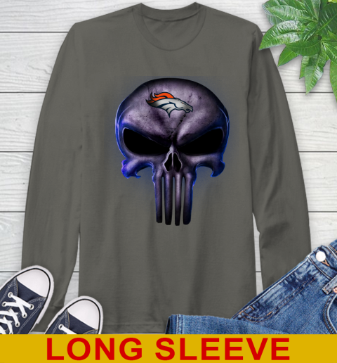 Denver Broncos NFL Football Punisher Skull Sports Long Sleeve T-Shirt 10